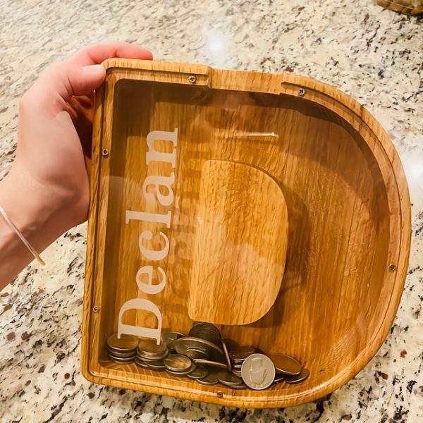DIY Wooden Piggy Bank for Boys and Girls Letters Coin Bank Wooden Money Box,Money Box Wooden Piggy Bank Gift for Kids Birthday, Christmas Gift 2025 -