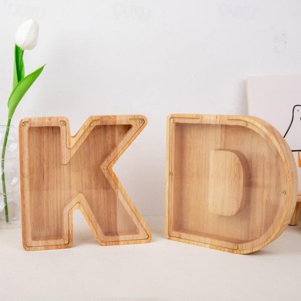 DIY Wooden Piggy Bank for Boys and Girls Letters Coin Bank Wooden Money Box,Money Box Wooden Piggy Bank Gift for Kids Birthday, Christmas Gift 2025 -