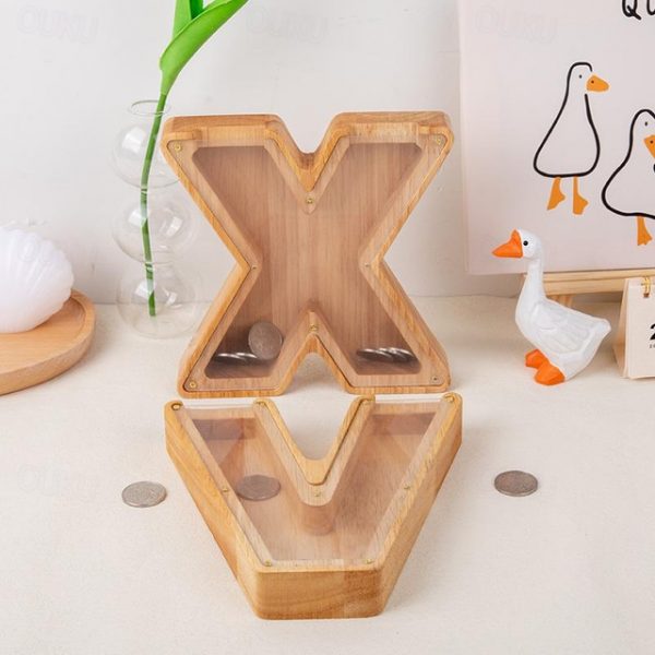 DIY Wooden Piggy Bank for Boys and Girls Letters Coin Bank Wooden Money Box,Money Box Wooden Piggy Bank Gift for Kids Birthday, Christmas Gift 2025 -
