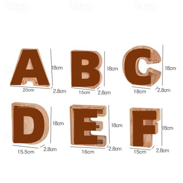 DIY Wooden Piggy Bank for Boys and Girls Letters Coin Bank Wooden Money Box,Money Box Wooden Piggy Bank Gift for Kids Birthday, Christmas Gift 2025 -