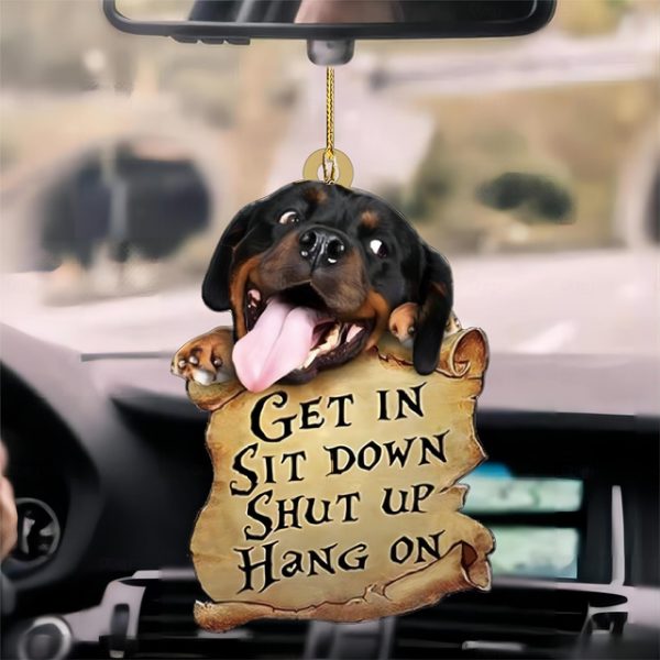 Dog Car Hanging Ornament,Acrylic 2D Flat Dog in The Hands of God Printed 2D Flat Keychain, Optional Acrylic Ornament and Car Rear View Mirror Accessor