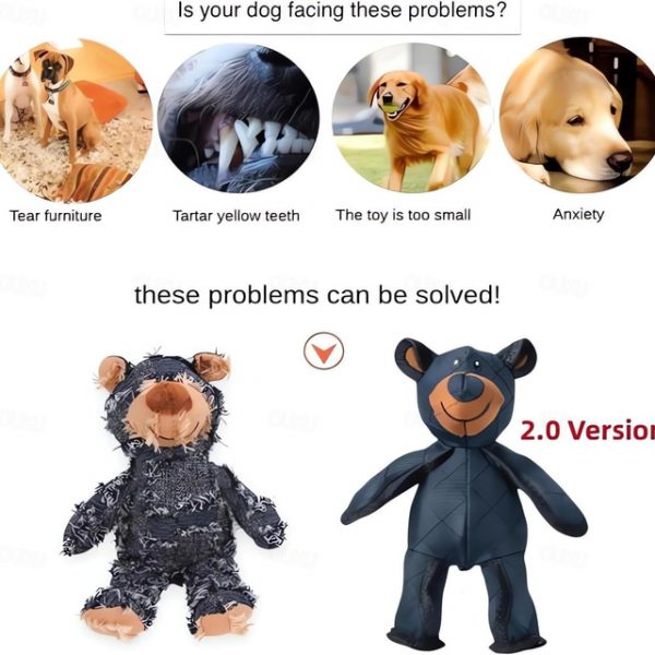 Dog Companion For Heavy Chewers,Indestructible Bear Dog Toy- Durable Squeaky Plush Toy, Unbreakable and Robust for Aggressive Chewers 2025 - US $10.99