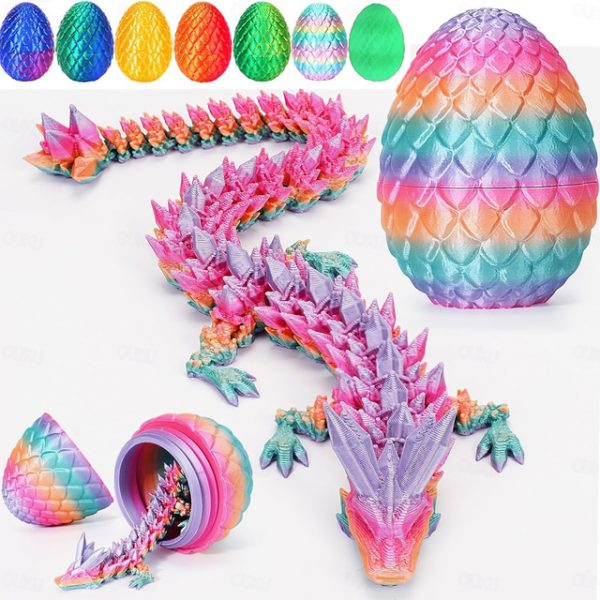Easter 3D Printed Dragon Egg, Mystery Crystal Dragon Egg Fidget Toys Surprise, Easter Eggs Articulated Crystal Dragon Eggs with Dragon Inside 2025 - U