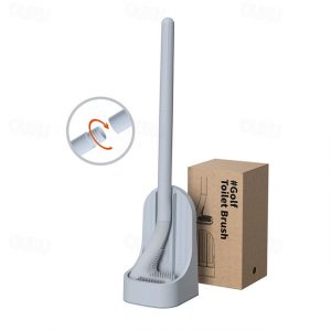 Golf Toilet Brush and Holder Set,New Base Long-Handled Toilet Brush,No Dead Ends Golf Toilet Brush Set Wall-Mounted,Deep Cleaning Silicone Toilet Bowl
