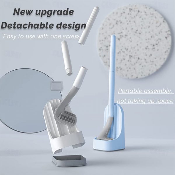 Golf Toilet Brush and Holder Set,New Base Long-Handled Toilet Brush,No Dead Ends Golf Toilet Brush Set Wall-Mounted,Deep Cleaning Silicone Toilet Bowl