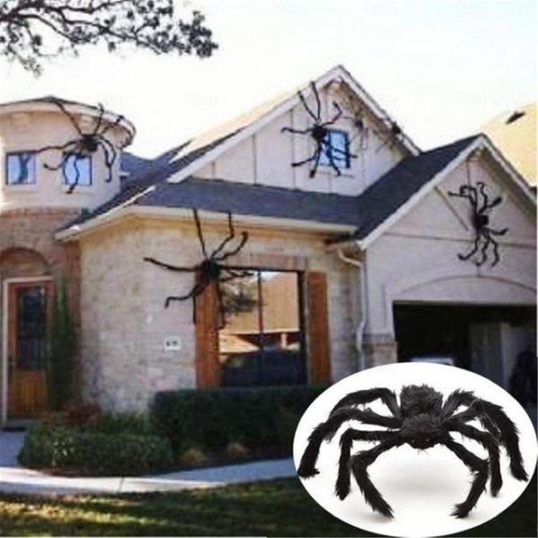 Halloween Decoration Spider, Outdoor Halloween Spider Decorations, Black Soft Hairy Scary Spider Realistic Large Spider Props for Home, Yard, Party Cr