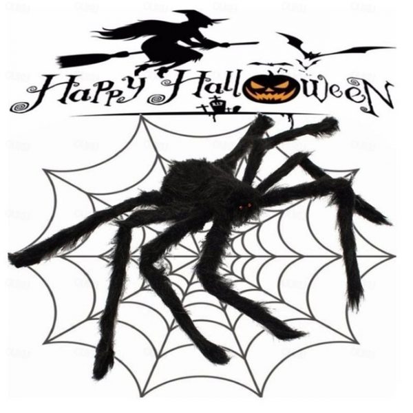 Halloween Decoration Spider, Outdoor Halloween Spider Decorations, Black Soft Hairy Scary Spider Realistic Large Spider Props for Home, Yard, Party Cr