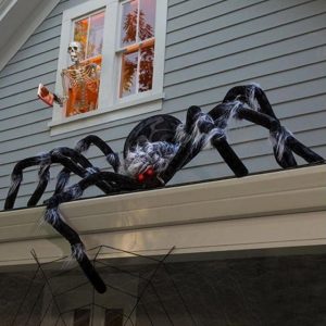 Halloween Decoration Spider, Outdoor Halloween Spider Decorations, Black Soft Hairy Scary Spider Realistic Large Spider Props for Home, Yard, Party Cr