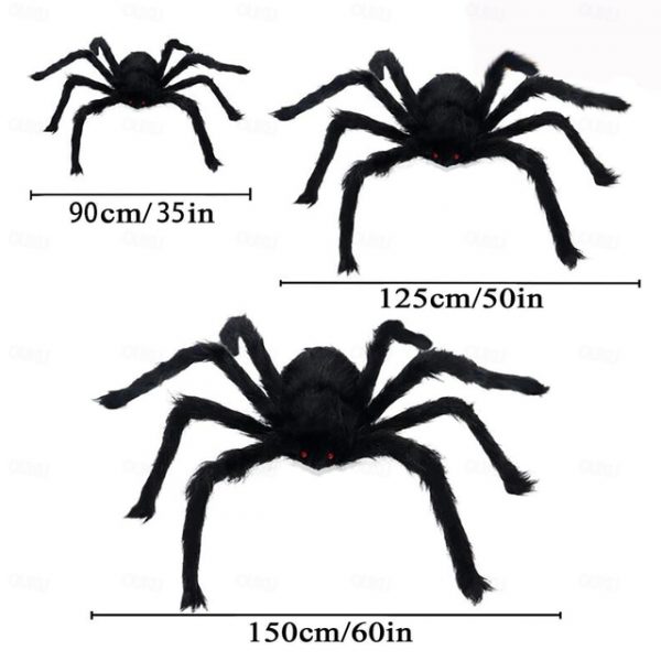 Halloween Decoration Spider, Outdoor Halloween Spider Decorations, Black Soft Hairy Scary Spider Realistic Large Spider Props for Home, Yard, Party Cr