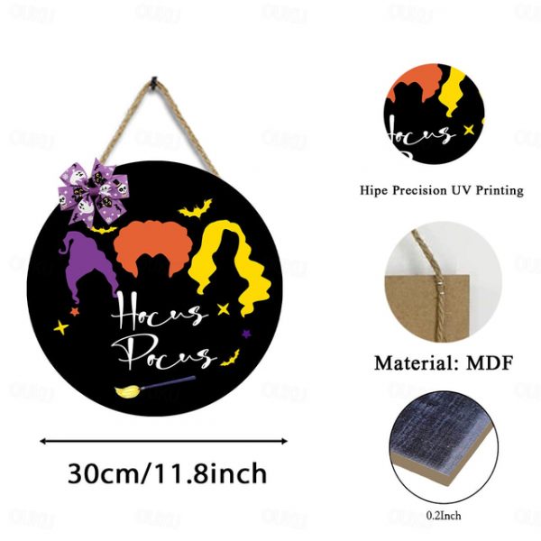 Halloween Door Sign Hocus Pocus Decor - I Smell Children Wall Decor - Wooden Door Hangers Wreath with Bow for Halloween Decorations Indoor Party Suppl