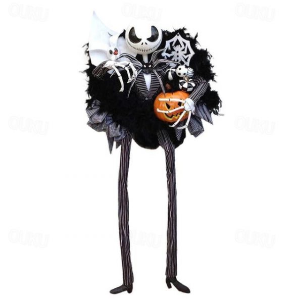 Halloween Horror Pumpkin Wreath Jack Wreath Skellington Door Hanging Holiday Party Horror Skull Decoration Props Halloween Skeleton Decoration 2025 -