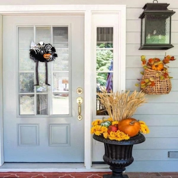 Halloween Horror Pumpkin Wreath Jack Wreath Skellington Door Hanging Holiday Party Horror Skull Decoration Props Halloween Skeleton Decoration 2025 -