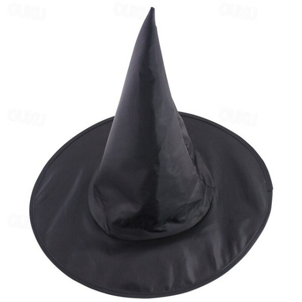 Halloween Witch Hat Black Pointed Wizard Hat for Adults, Oxford Fabric Halloween Costume Accessory, Horror Party Decor for Cosplay, 1 Pack 2025 - US $
