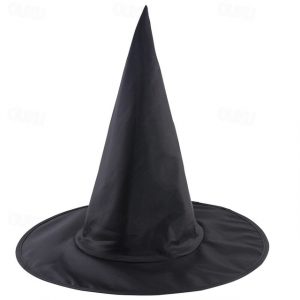 Halloween Witch Hat Black Pointed Wizard Hat for Adults, Oxford Fabric Halloween Costume Accessory, Horror Party Decor for Cosplay, 1 Pack 2025 - US $