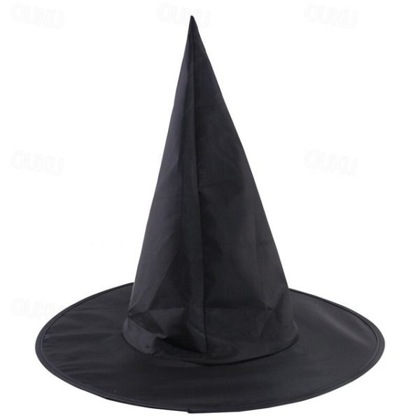 Halloween Witch Hat Black Pointed Wizard Hat for Adults, Oxford Fabric Halloween Costume Accessory, Horror Party Decor for Cosplay, 1 Pack 2025 - US $
