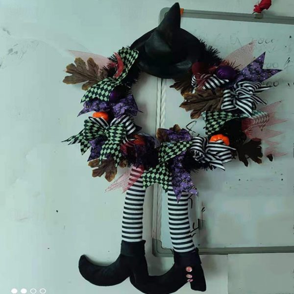 Halloween Wreath Door Hanging Wreath Skeleton Haunted House Decoration Pendant 2025 - US $15.49