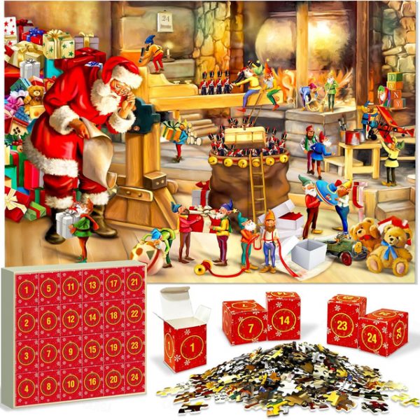 Jigsaw Puzzle Advent Calendar 2024-1008 Pieces Jigsaw Puzzle for Adult Kids,24 Days Countdown Calendar,The Birth of Jesus,Family Game Puzzle,Christmas