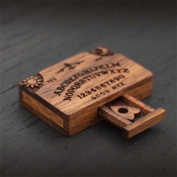 Miniature Spirit Board with Drawer Ouija Board,Wooden Ouija Boards Miniatures with Planchettes, Emotional Love Drawer, Mini Ouija Board for Home Decor