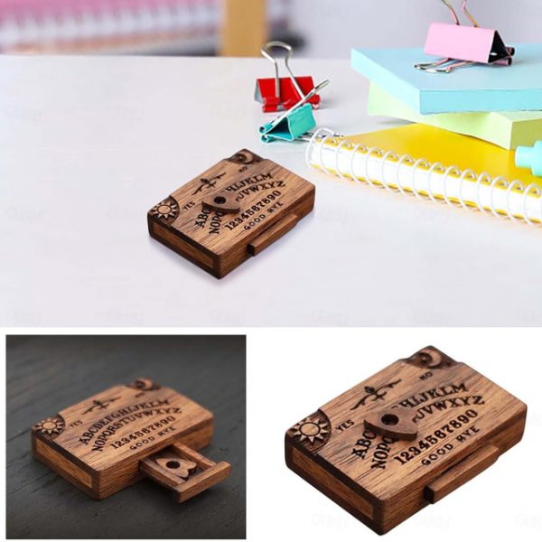 Miniature Spirit Board with Drawer Ouija Board,Wooden Ouija Boards Miniatures with Planchettes, Emotional Love Drawer, Mini Ouija Board for Home Decor