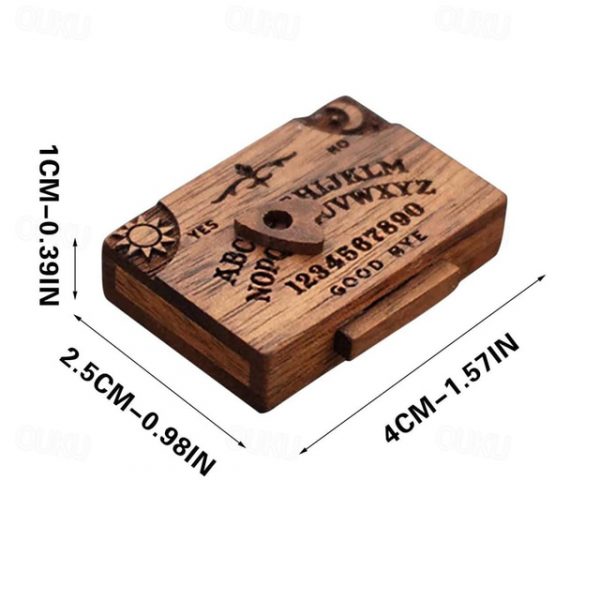 Miniature Spirit Board with Drawer Ouija Board,Wooden Ouija Boards Miniatures with Planchettes, Emotional Love Drawer, Mini Ouija Board for Home Decor