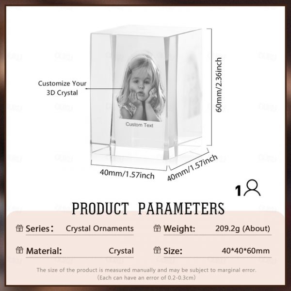 Personalized Graduation Gift Custom 3D Engraved Crystal Photo Class of 2025 Graduate Inspirational Gifts Rectangle Shaped Holographic Laser Photo Deco