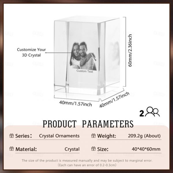 Personalized Graduation Gift Custom 3D Engraved Crystal Photo Class of 2025 Graduate Inspirational Gifts Rectangle Shaped Holographic Laser Photo Deco