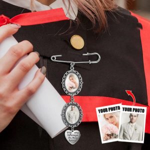 Personalized Graduation Pin Brooch Custom Photo Charm Best Wedding Graduation Memorial Sympathy Gift for Anniversary or Birthday Ideal for Friends, Fa