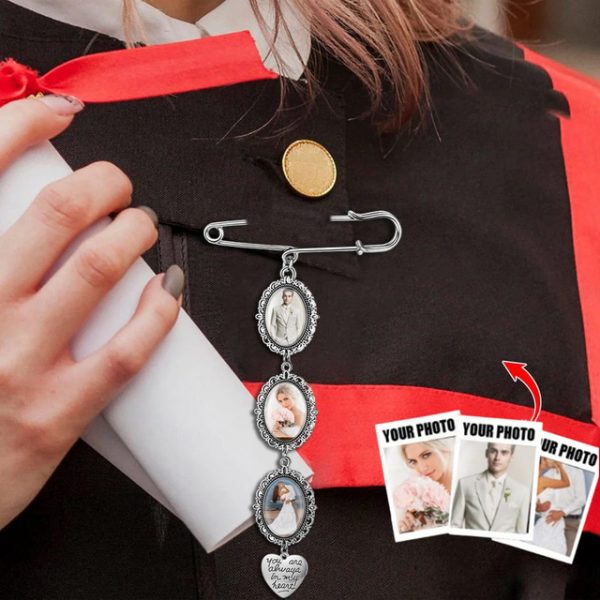 Personalized Graduation Pin Brooch Custom Photo Charm Best Wedding Graduation Memorial Sympathy Gift for Anniversary or Birthday Ideal for Friends, Fa