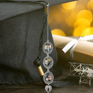 Personalized Graduation Tassel Photo Charm, Custom Memorial Best Graduation Gift,Charm with Angel Wings Unique Keepsake for Friends or Yourself, Perfe