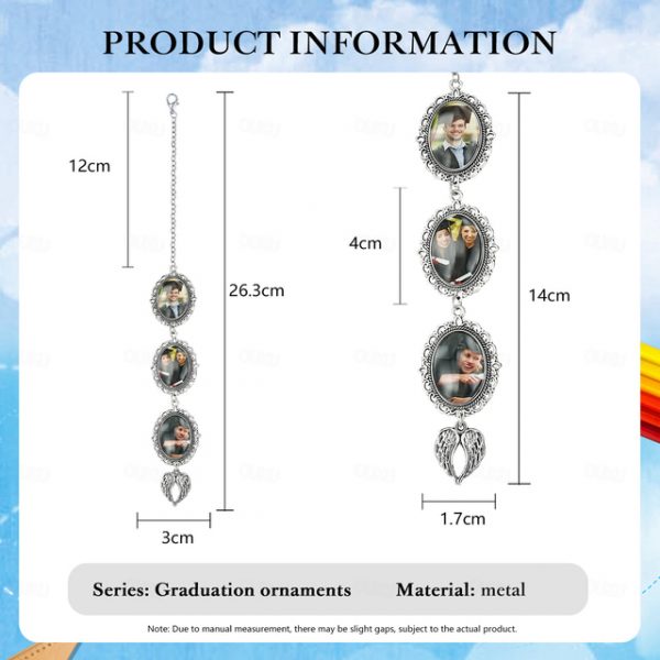 Personalized Graduation Tassel Photo Charm, Custom Memorial Best Graduation Gift,Charm with Angel Wings Unique Keepsake for Friends or Yourself, Perfe