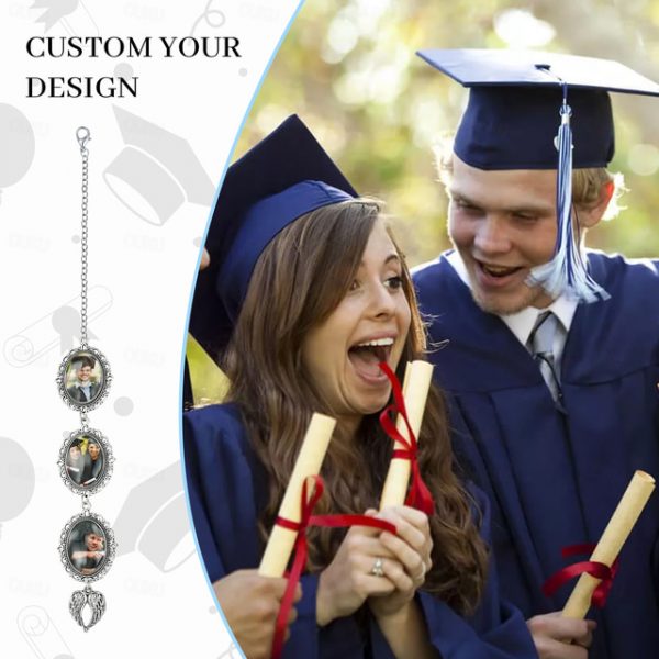 Personalized Graduation Tassel Photo Charm, Custom Memorial Best Graduation Gift,Charm with Angel Wings Unique Keepsake for Friends or Yourself, Perfe