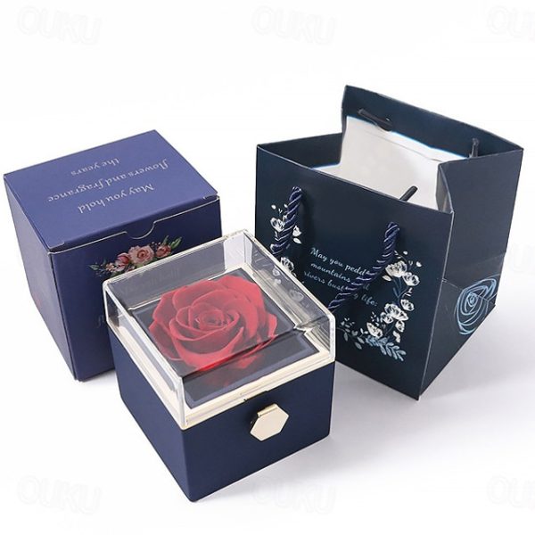 Real Eternal Rose Rotating Gift Box Set Romantic Eternal Flower | Birthday, Mothers Day, Gifts for Women, Valentine's Day Gift 2024 - US $20.99