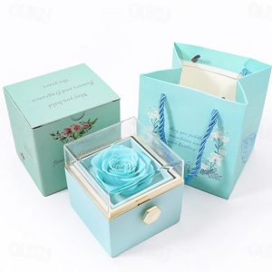 Real Eternal Rose Rotating Gift Box Set Romantic Eternal Flower | Birthday, Mothers Day, Gifts for Women, Valentine's Day Gift 2025 - US $22.99