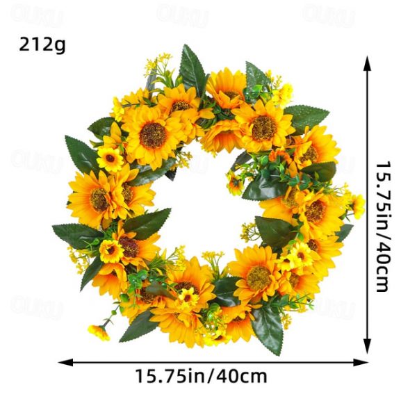 Spring Wreath Artificial Sunflower & Vine Garland - Rustic Hanging Decoration for Doors, Fences, Windows & Storefronts 2025 - US $25.99