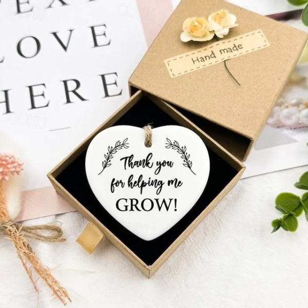 Thank You Gift, Thank You for Helping Me Grow Ornament, Valentine's Day Pendant Decoration Christmas Gift Xmas Gift (Only Love Pendant, No Gift Box) 2