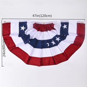 USA Patriotic Pleated Fan Flags,4th of July Decorations Outdoor,Bunting Flag Banners,USA Flags Pleated Fan Flag,Patriotic Bunting For Outside,Red Whit