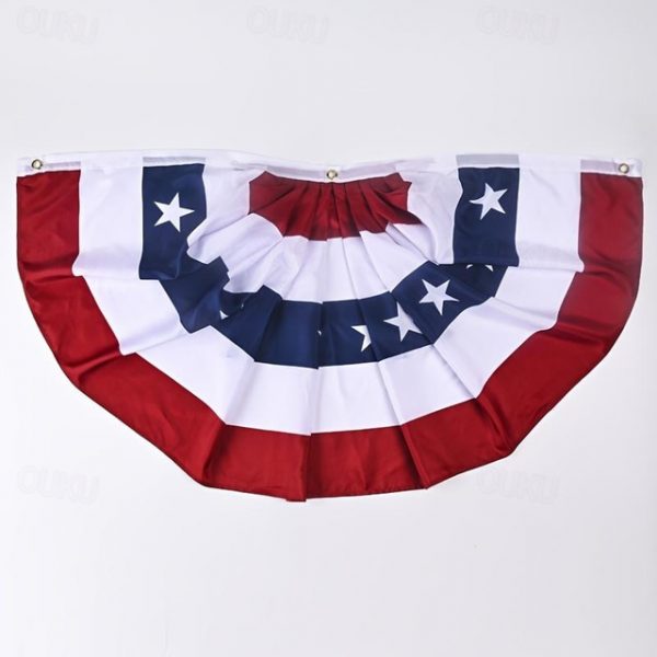 USA Patriotic Pleated Fan Flags,4th of July Decorations Outdoor,Bunting Flag Banners,USA Flags Pleated Fan Flag,Patriotic Bunting For Outside,Red Whit